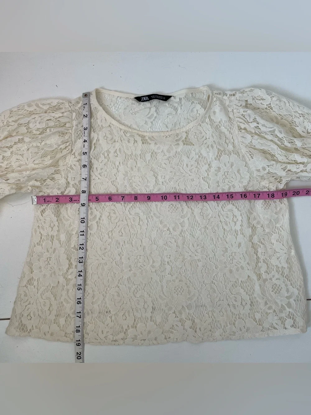 Zara floral lace blouse size S romantic feminine baddie coquette girl Ivory
